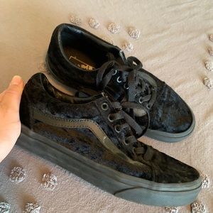 Black velvet vans old skools